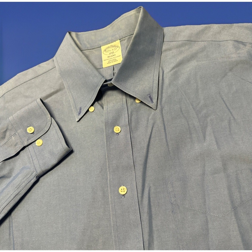 Brooks Brothers 17.5 4/5 Regent 1818 Button Down Dress Shirt All Cotton Blue